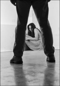 A Girl On The Floor Expression Scared Of Rape Black & White Art Images