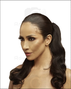 Beauty Shot Of An Egyptian Female Brunette Model With Nude Arabian Make Up _ Pony Tail Fashion