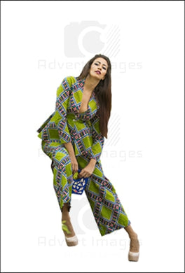 Brunette Model Wearing African Print