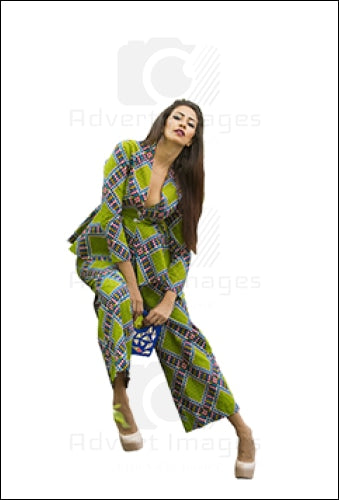 Brunette Model Wearing African Print