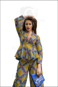 Brunette Model Wearing African Print Fashion