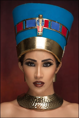 Egyptian Queen Nefertiti Costume Female Model With Make Up And Ancient Crown Brown Wallpaper