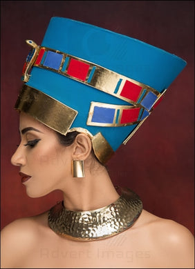 Egyptian Queen Nefertiti Costume Female Side Face Model With Make Up And Ancient Crown & Accessories